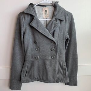Roxy Gray Removable Hood Pea Coat